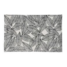 Tapis déco en coton motif floral CONTRAST (Noir / Ecru)