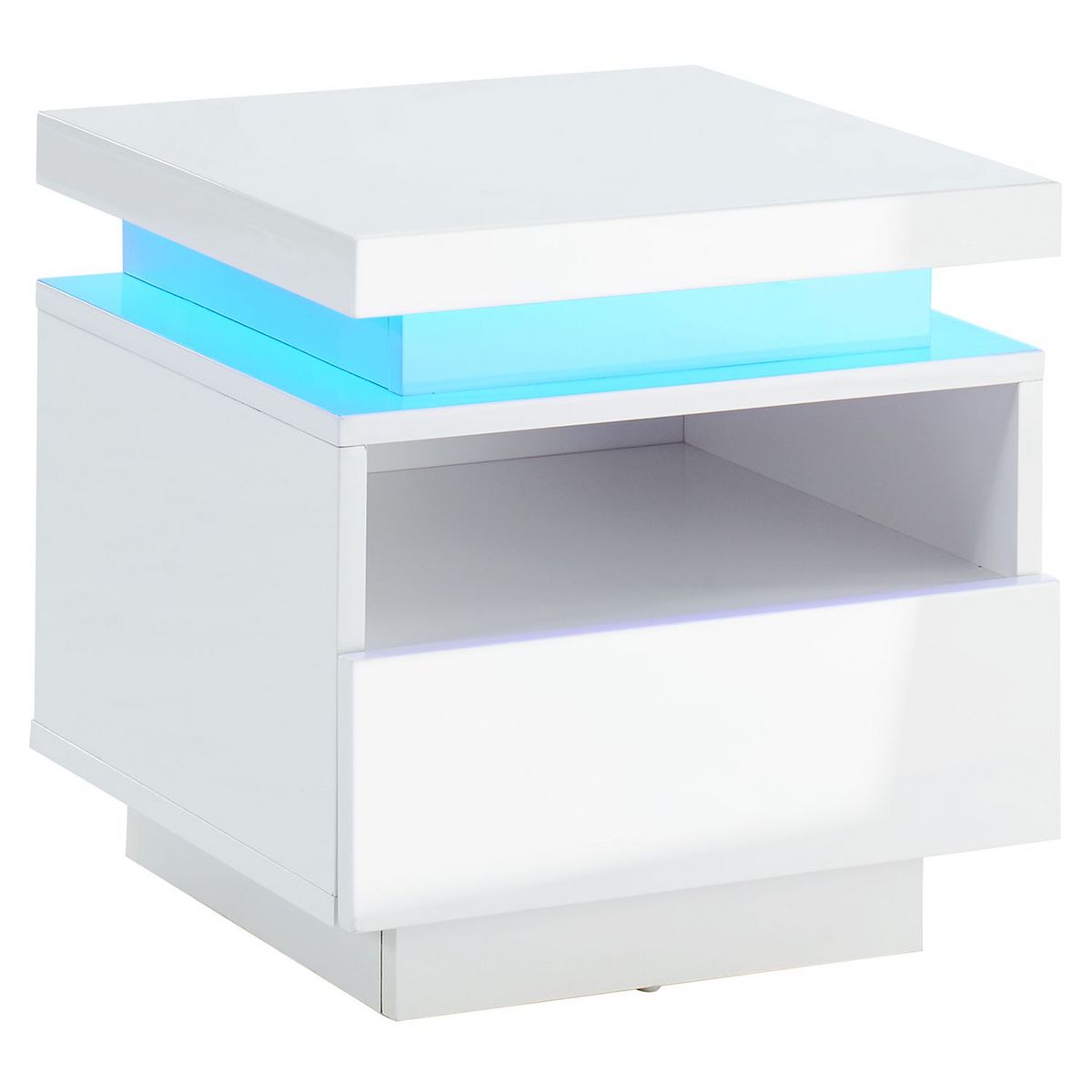 Table de chevet (de nuit) Avec LED couleur blanche 54 x 39 x 28cm 3 grands  tiroirs - Le Poisson Qui Jardine