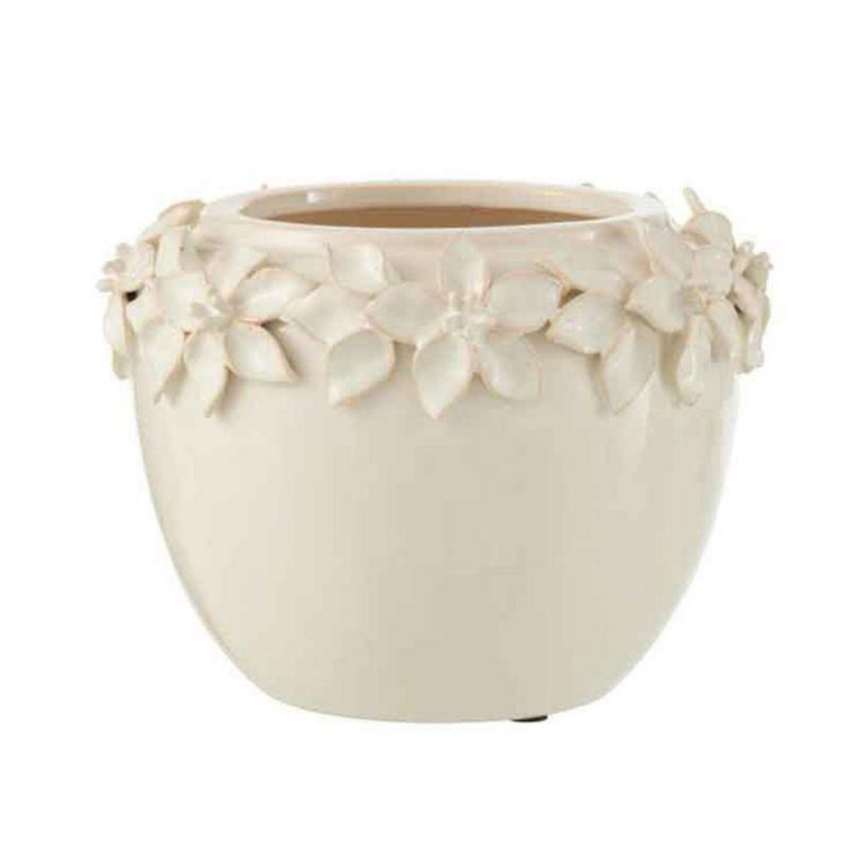 Paris Prix Cache-Pot en Céramique  Fleur Design  21cm Blanc
