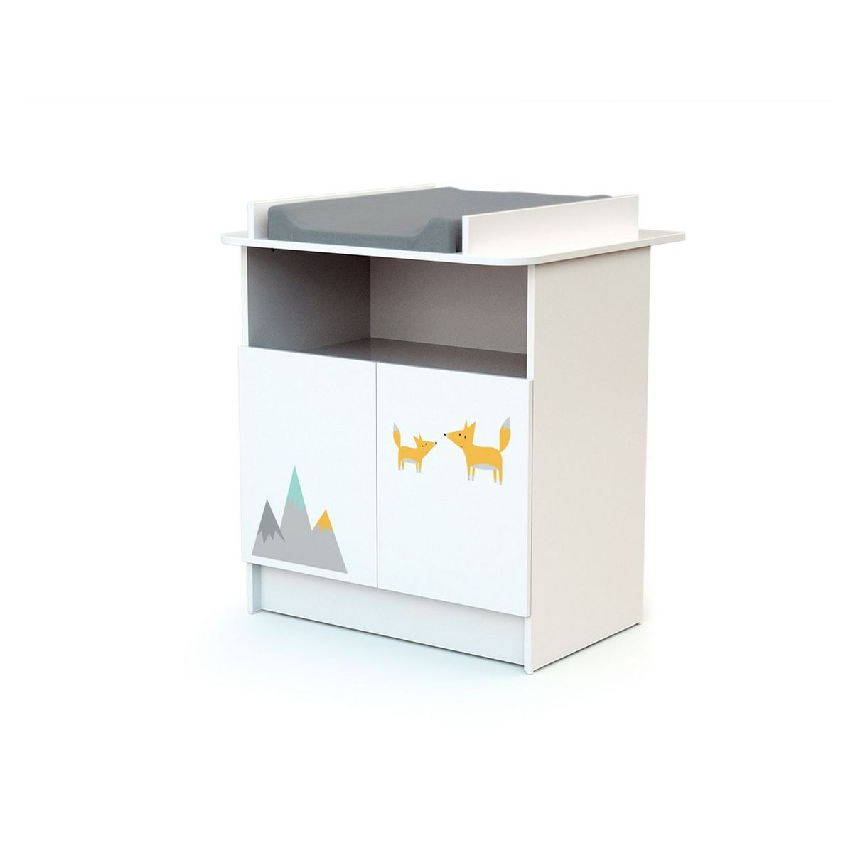 Commode à langer 2 Portes Renard Blanc