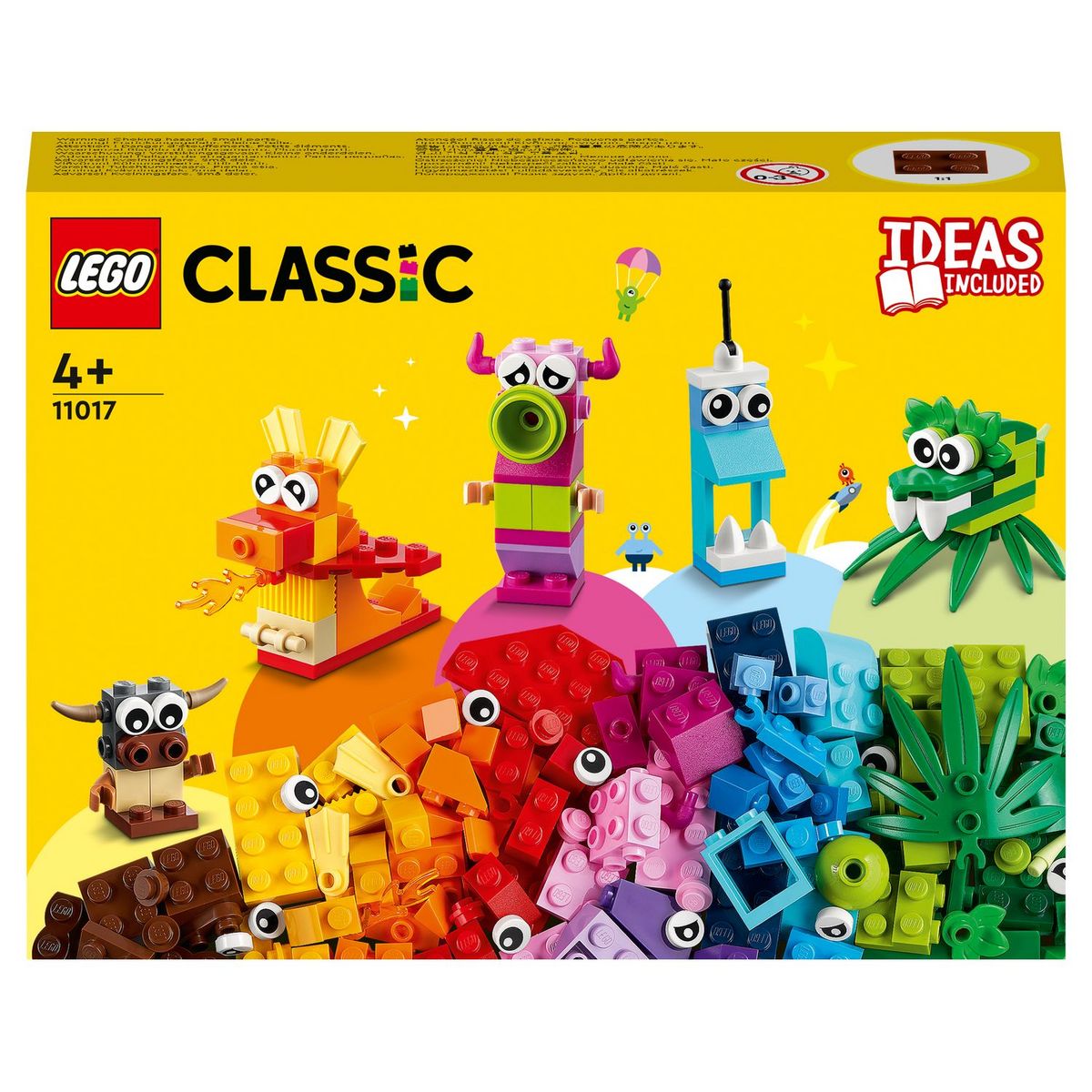 LEGO Classic 11017 - Monstres Créatifs, Boite de Briques, 5 Jouets en Forme de Mini-Monstre à Construire