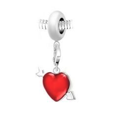 Charm perle SC Crystal en acier avec pendentif coeur rouge