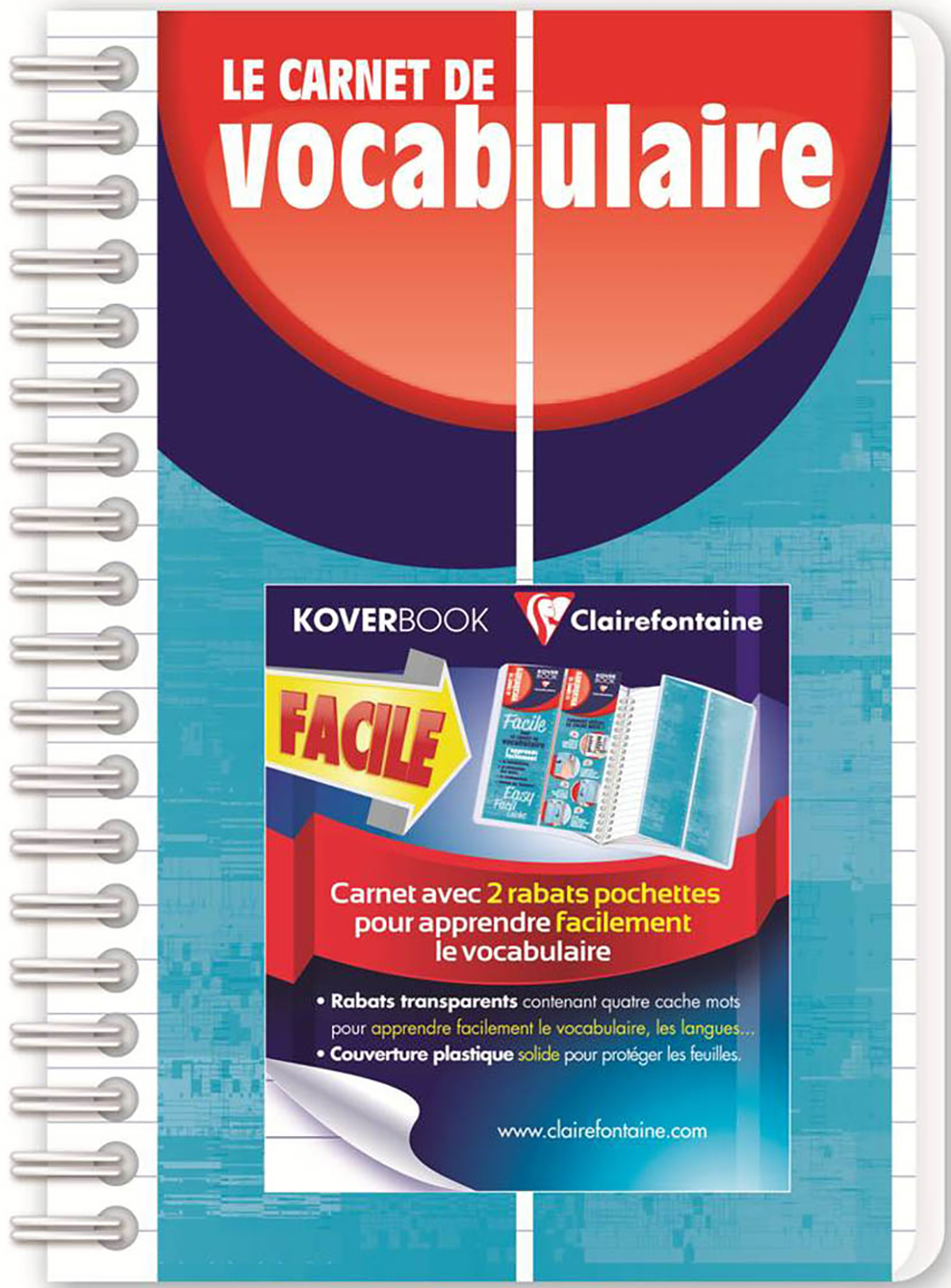 CLAIREFONTAINE Carnet de vocabulaire à spirale 11x17cm - 100 pages pas cher  