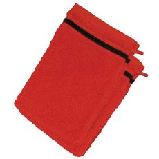 Le linge de Jules Lot de 2 Gants de Toilette - 100% Coton - 550 gr/m2 - Rouge Noir