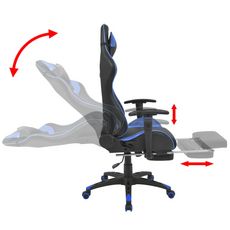 Chaise de bureau inclinable avec repose-pied Bleu