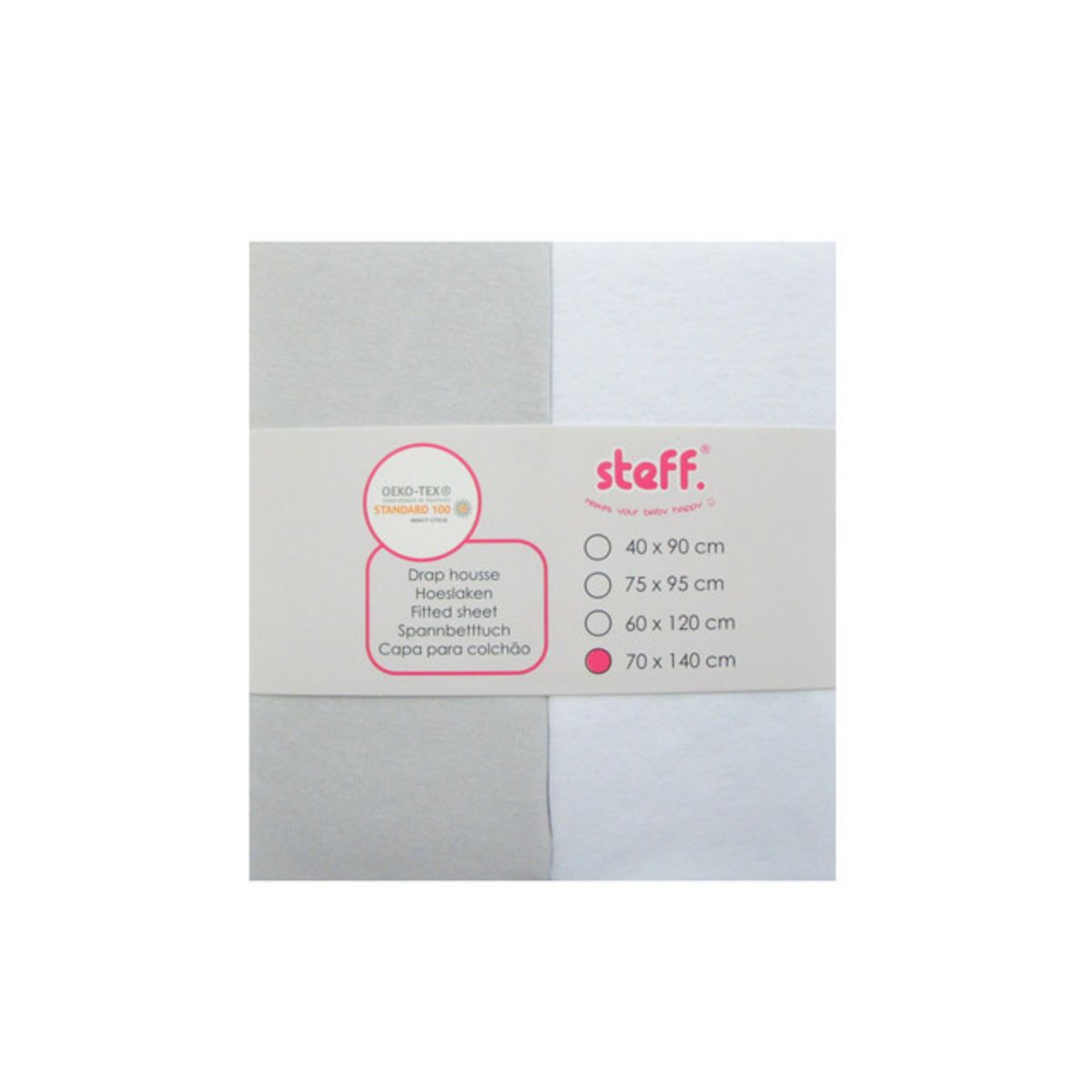 Steff - Drap housse - 70x140 cm - jersey coton - lot de 2 Blanc + Gris -  Label de qualité OEKO tex standard 100 pas cher 