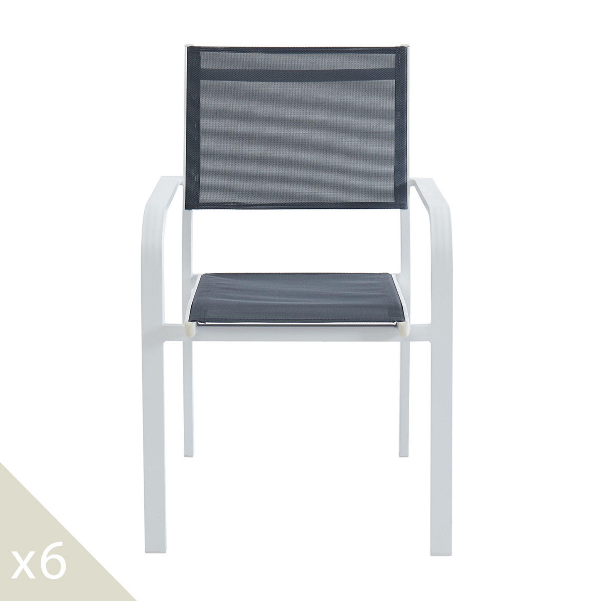 Lot de 6 chaises de jardin grises en aluminium - Palawan - Homifab