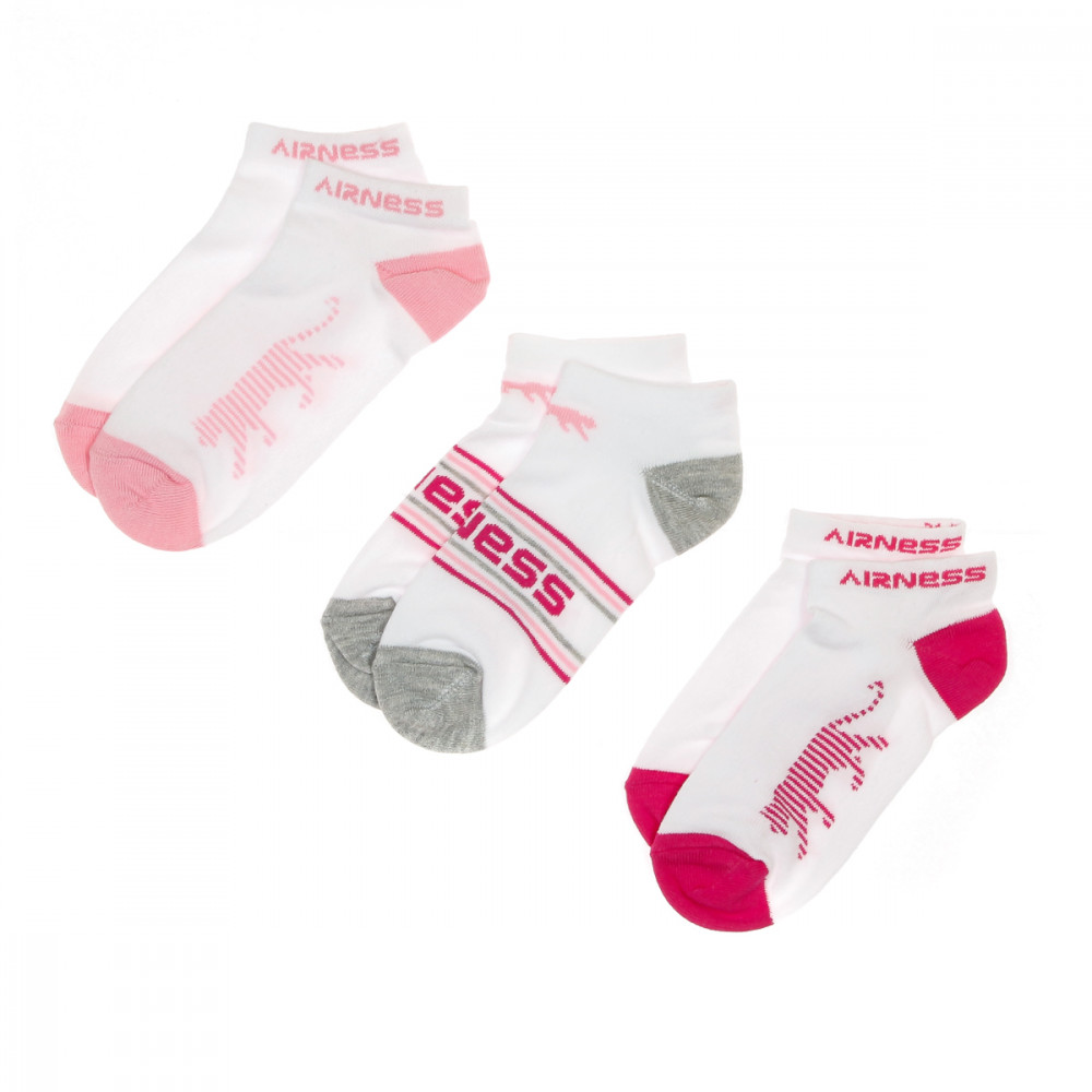 TWINDAY 5 paires de Chaussettes Fille Coton GIRLY Rose Blanc Gris