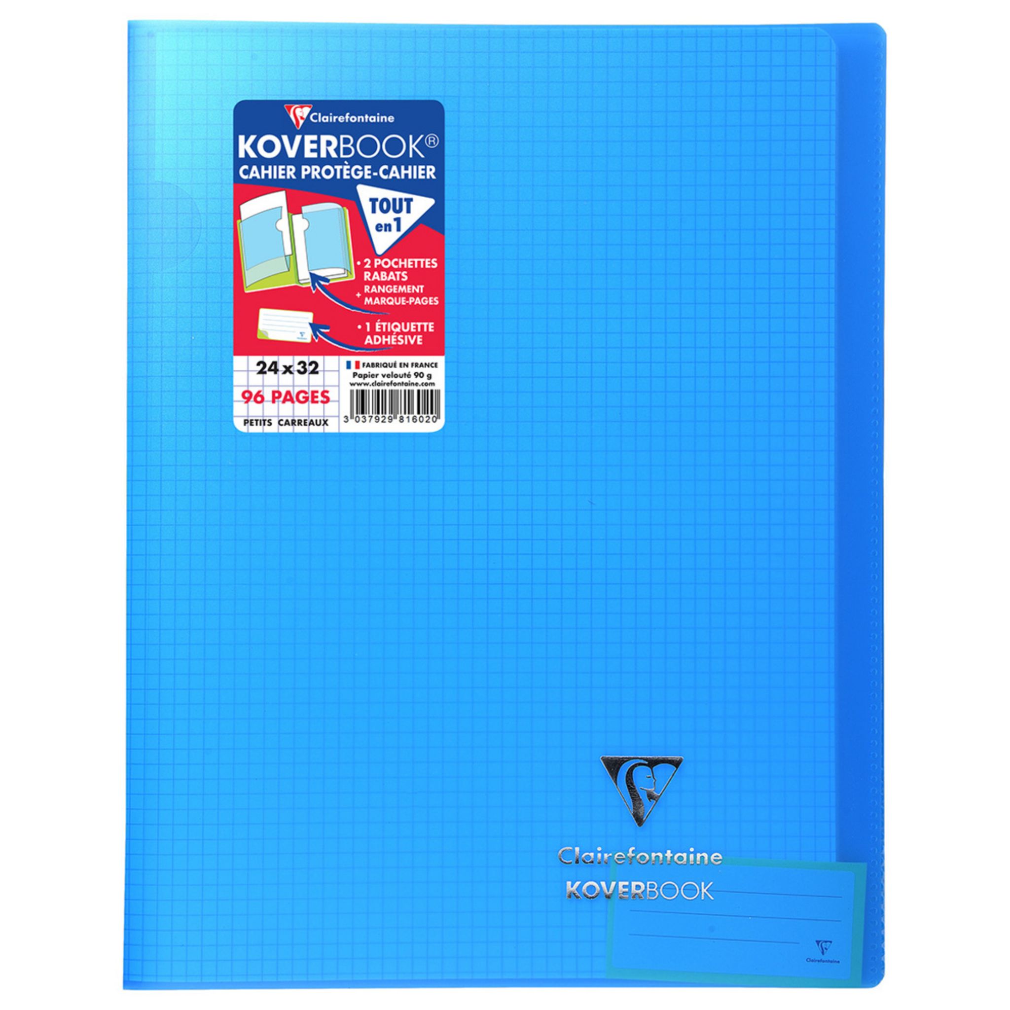 CLAIREFONTAINE Cahier piqué polypro Koverbook 24x32cm 96 pages