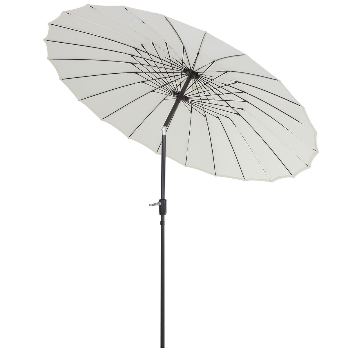 OUTSUNNY Parasol inclinable rond avec manivelle aluminium fibre de verre polyester diamètre 2,60 m coloris crème