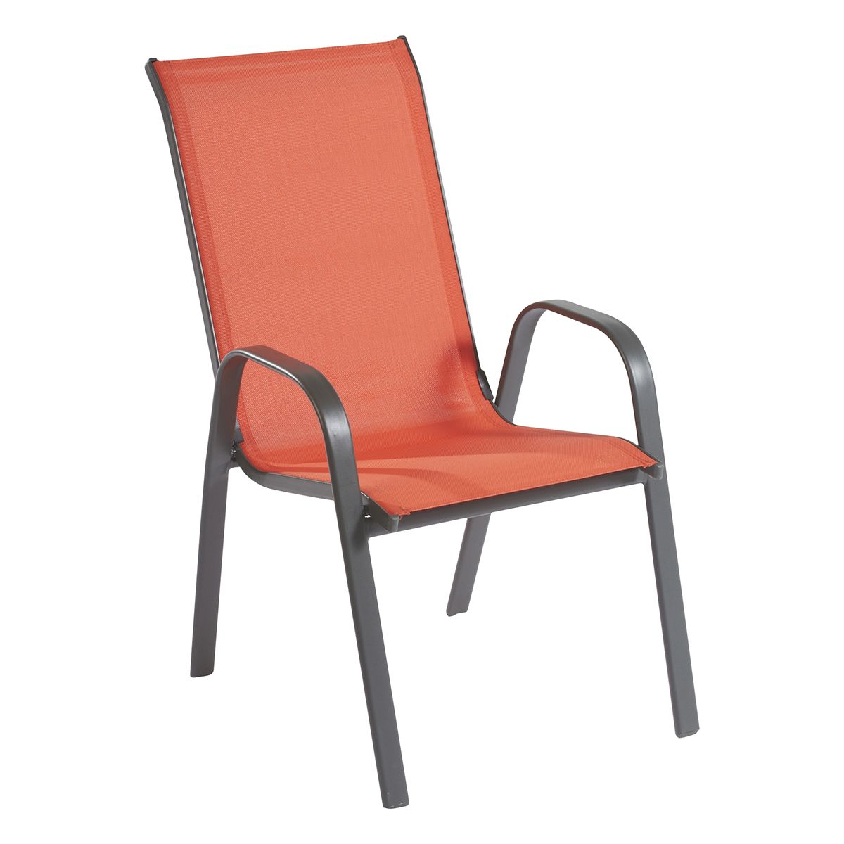 GARDENSTAR Fauteuil empilable acier et textilène mandarine SEATTLE pas