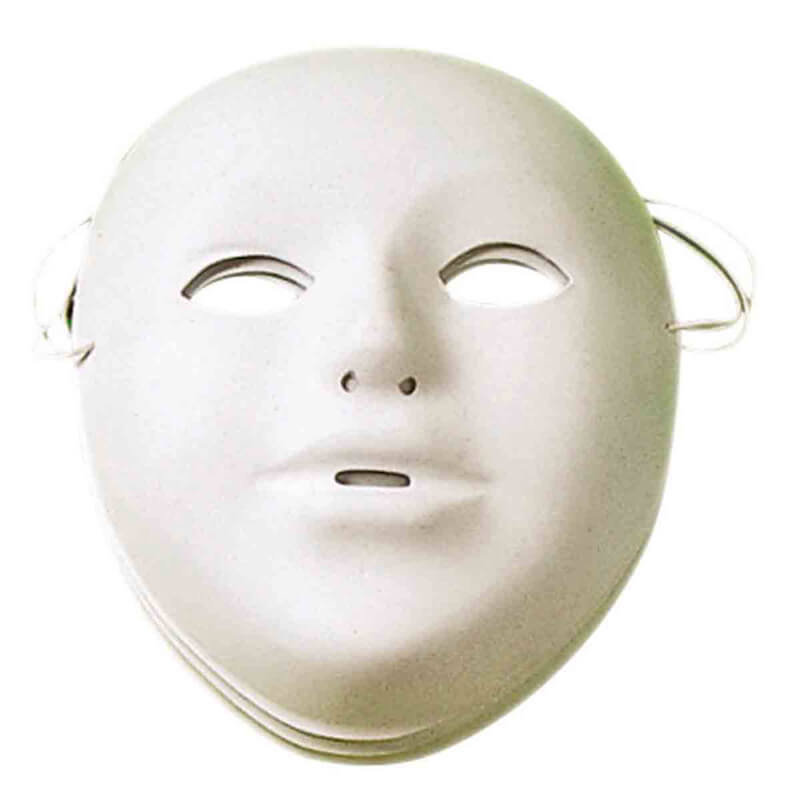 Lot de 12 masques blancs en plastique à décorer, peindre - taille adulte,  23x17cm - avec élastiques