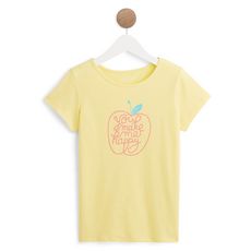 IN EXTENSO T-shirt manches courtes pomme fille (Jaune )