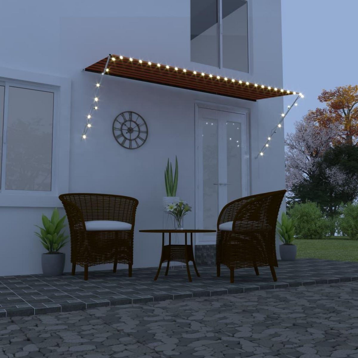 VIDAXL Auvent retractable avec LED 300x150 cm Orange et marron