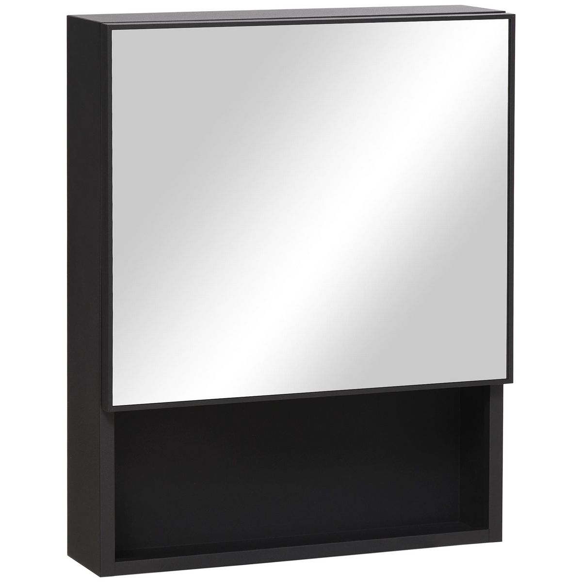 Armoire miroir salle de bain armoire de toilette murale meuble d'angle 2  étagères dim. 30L x 18,4l x 60H cm acier inox.