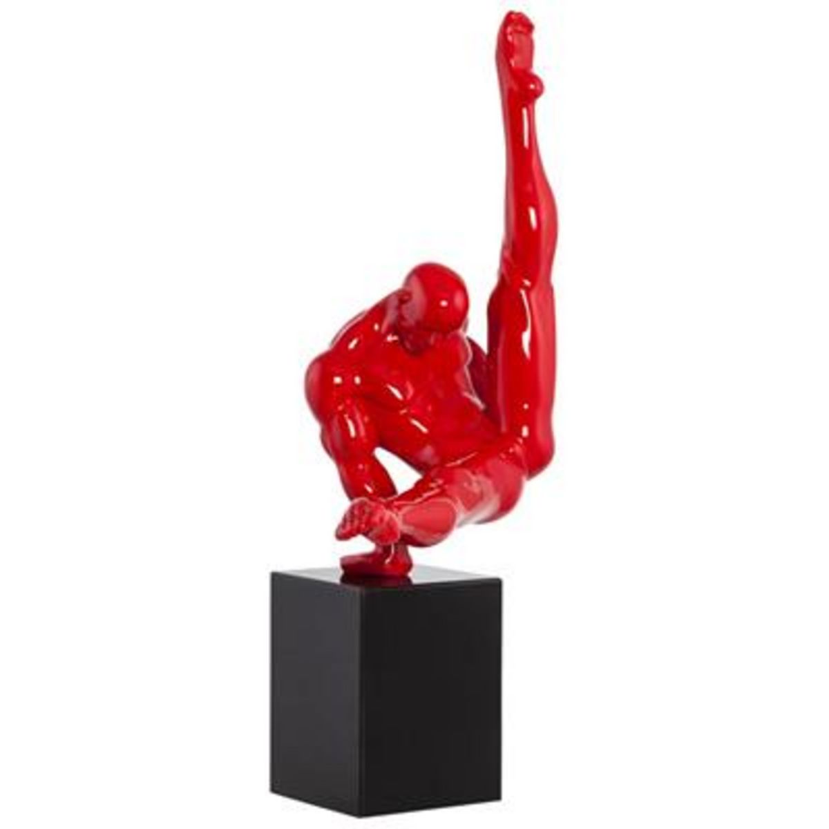HAPPYMOBILI Statue athlète rouge montée sur socle noir design ACHERON