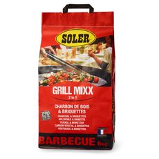 SOLER Grill mixx 2en 1 Charbon de bois et briquettes pour barbecue 6kg 6kg