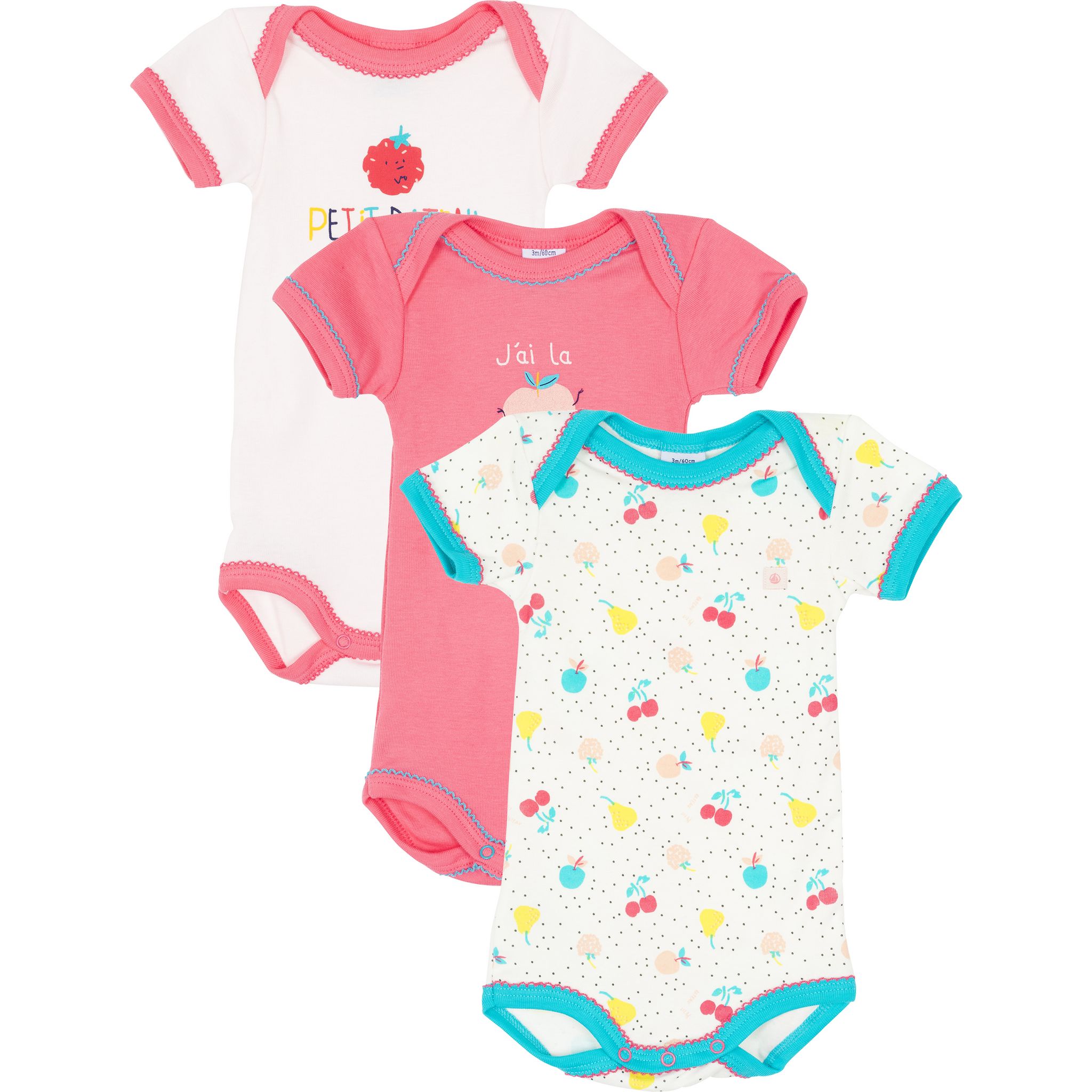 3 bodies naissance manche longue 12 mois PETIT BATEAU, Vente en