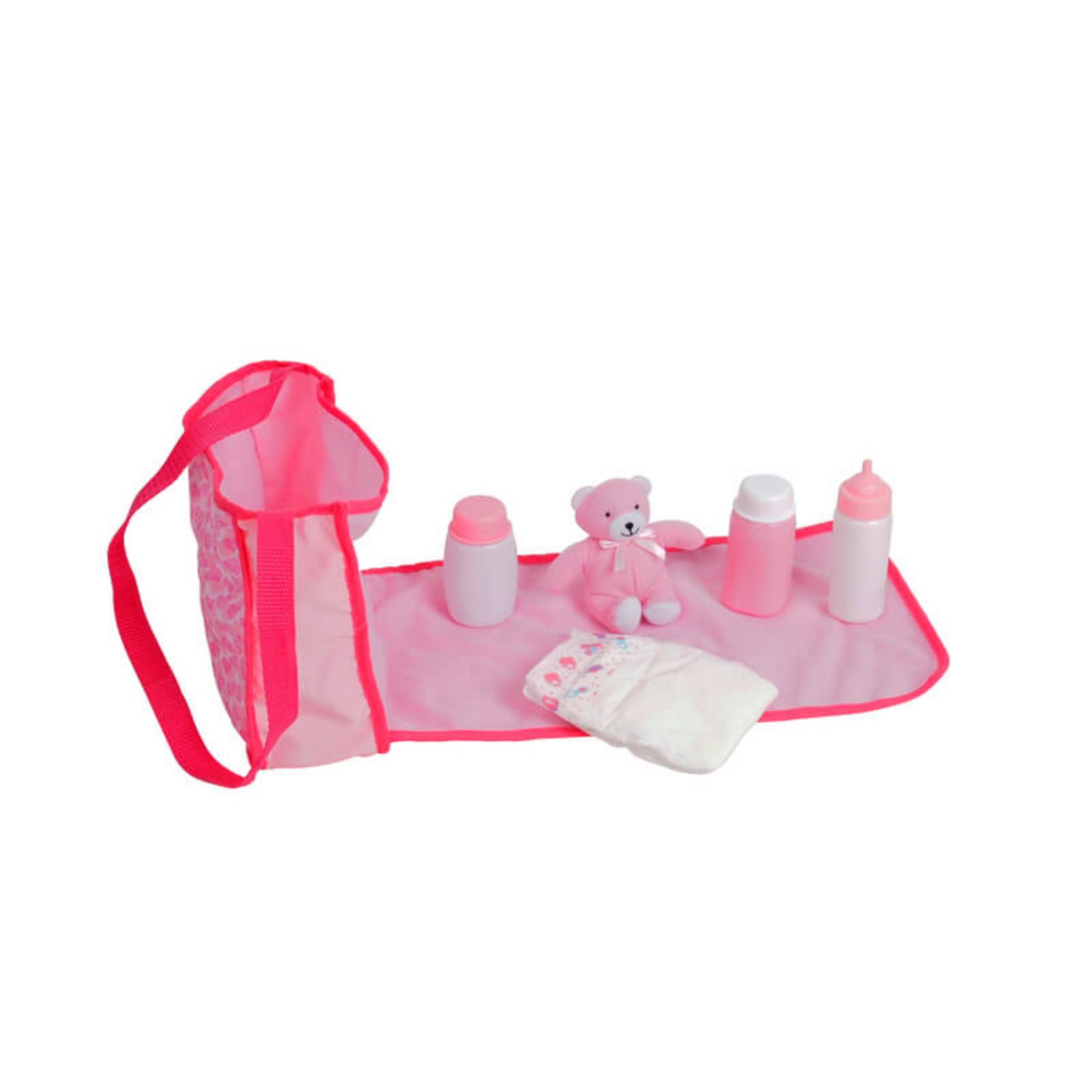 PICWICTOYS Sac à langer rose et accessoires pour poupon pas cher 