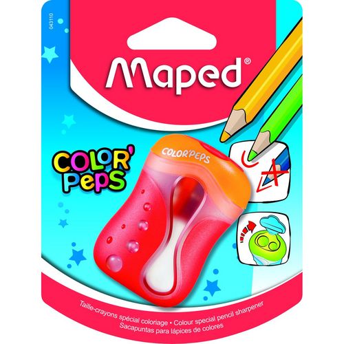 Taille-crayons 2 trous spécial coloriage avec réservoir Color'Peps rouge