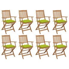 Chaises pliables d'exterieur avec coussins 8 pcs Bois d'acacia