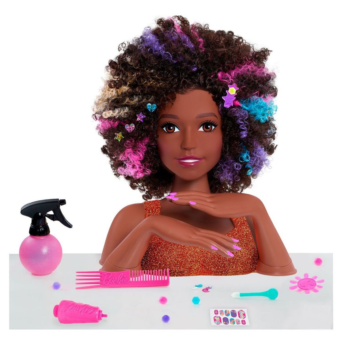 T te coiffer brune coupe afro Barbie