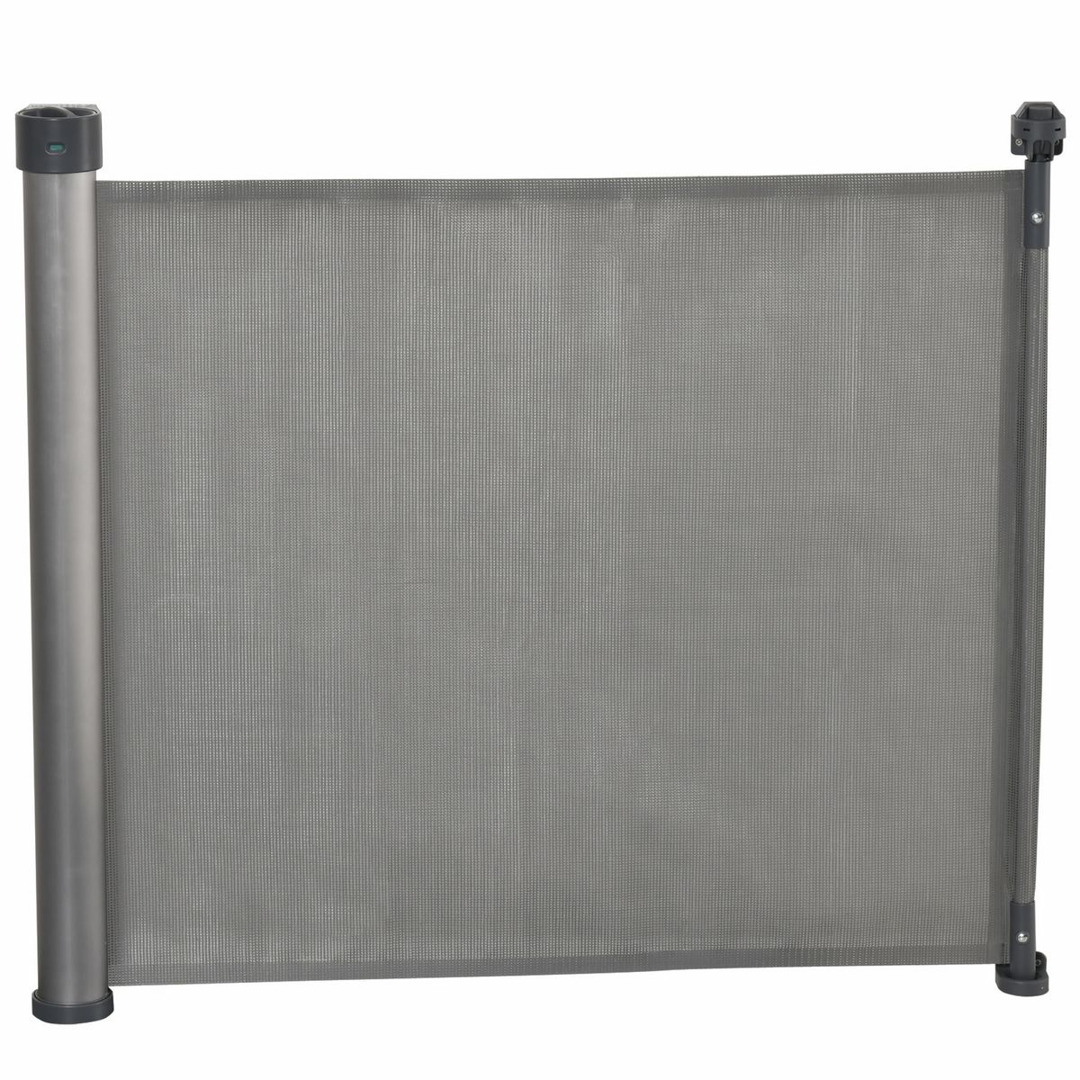 PAWHUT Barrière de sécurité barrière animaux rétractable automatique dim.  1,4L x 0,88H m aluminium maille PVC gris pas cher 