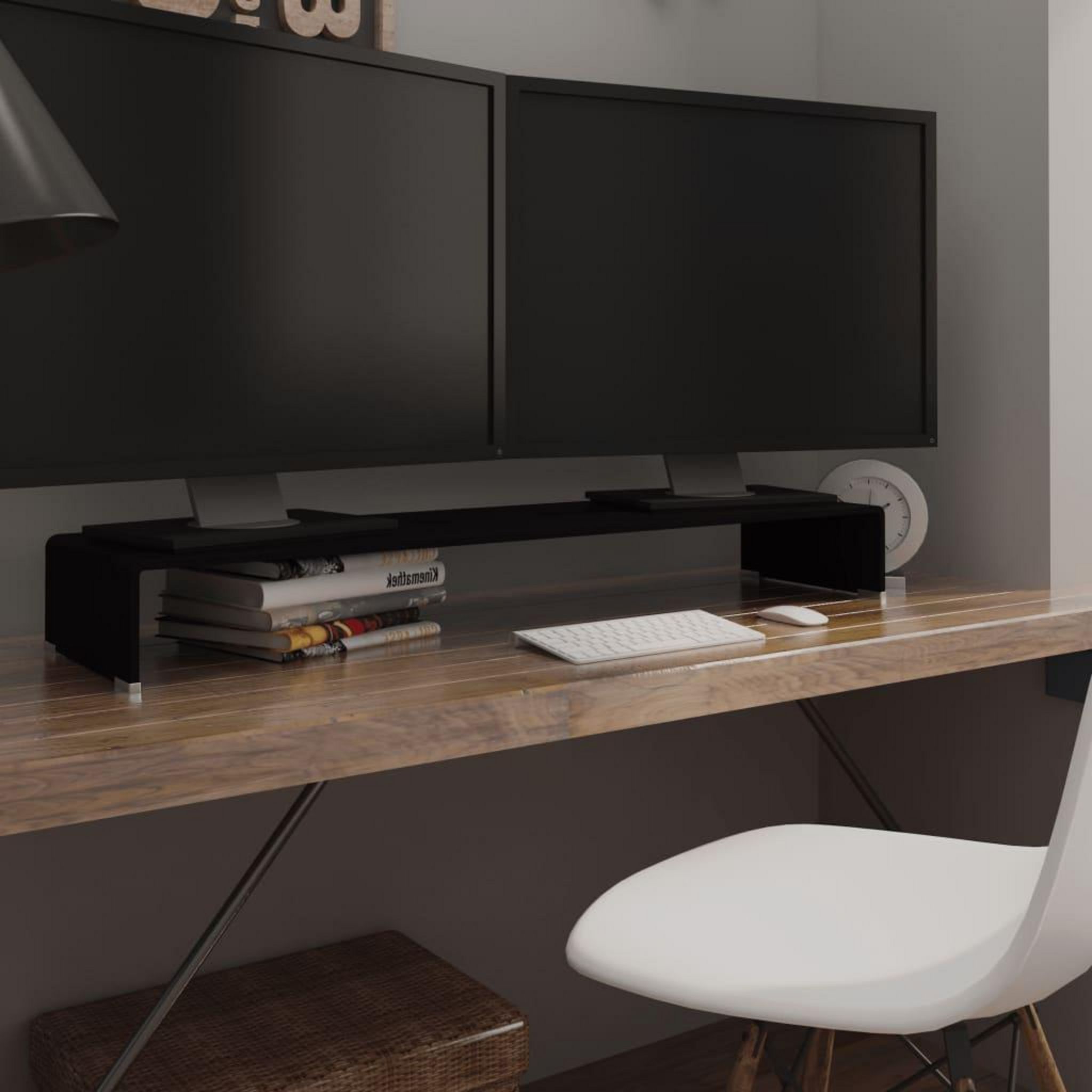 VIDAXL Meuble TV/ Support pour moniteur 70 x 30 x 13 cm Verre Noir