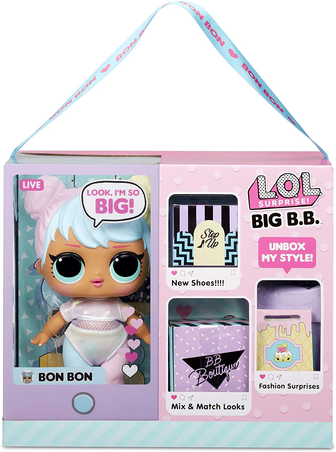 LOL Surprise Big BB (Big Baby) Bon Bon - 28cm Grande Poupée, Déballez des  Tenues, Chaussures, Accessoires, Comprend un Bureau, une Chaise et une  Toile de Fond - 3 ans et plus 