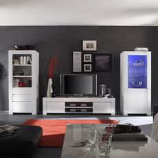 NOUVOMEUBLE Meuble TV blanc laqué design TRIPOLI (Blanc)