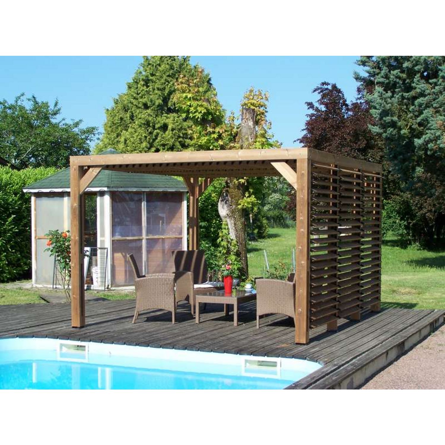 Pergola bioclimatique en bois de sapin 12,20 m² - Toiture - Habrita