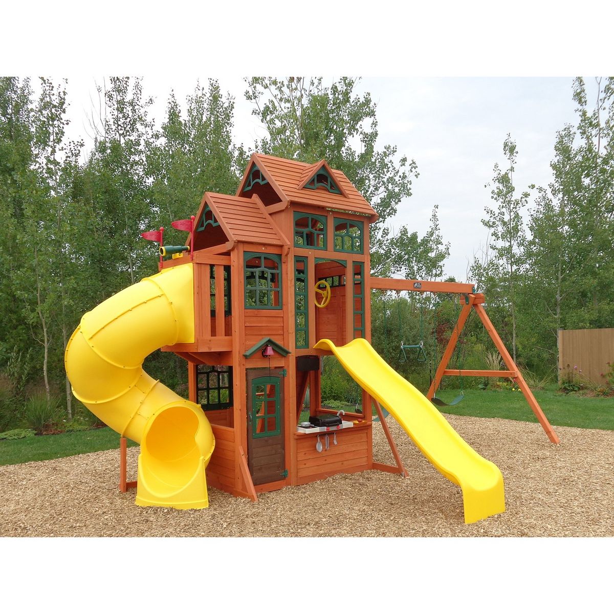 Kidkraft Aire de jeux en bois CANYON RIDGE avec 2 toboggans pas cher 