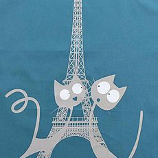 Lot de 3  torchons PARIS BY CAT - 50x70 cm (Bleu pétrole)