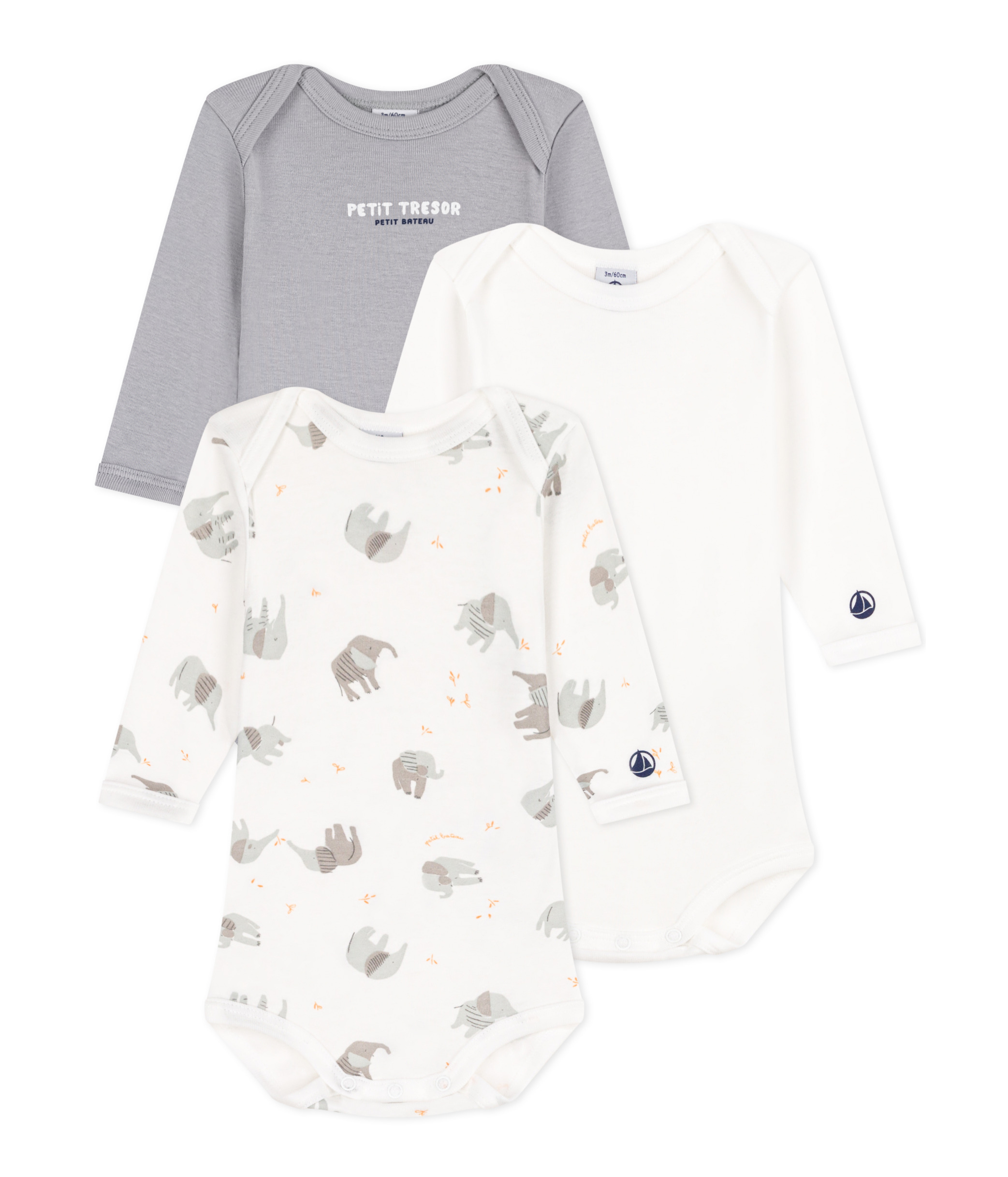 PETIT BATEAU Lot de 3 bodies manches courtes bébé fille pas cher 