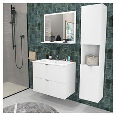 Meuble de salle de bain sous vasque 2 tiroirs + vasque L80cm FARO (blanc)