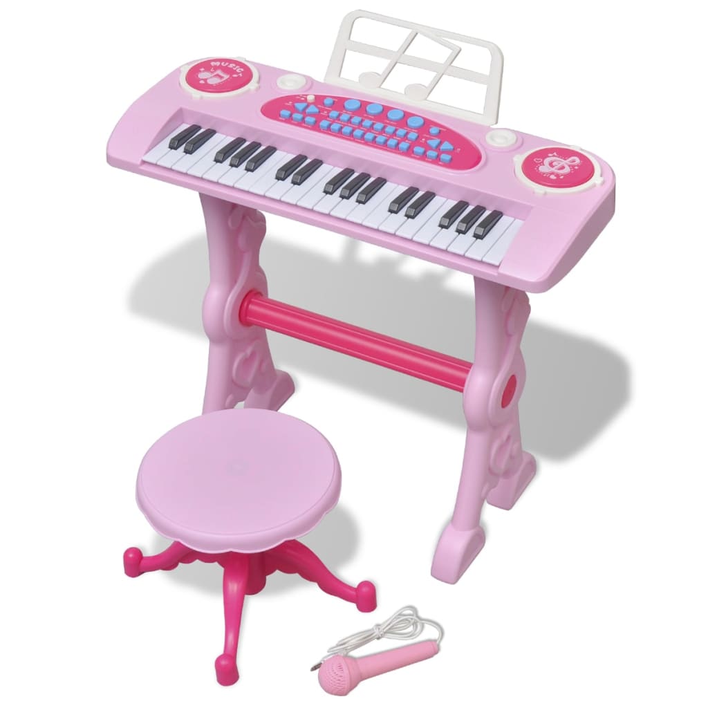 Jouet Piano Rose 1 2 3 Fille de 4 ans Cadeau d'anniversaire avec microphone  24 touches Toddler Piano Clavier Musique Jouet