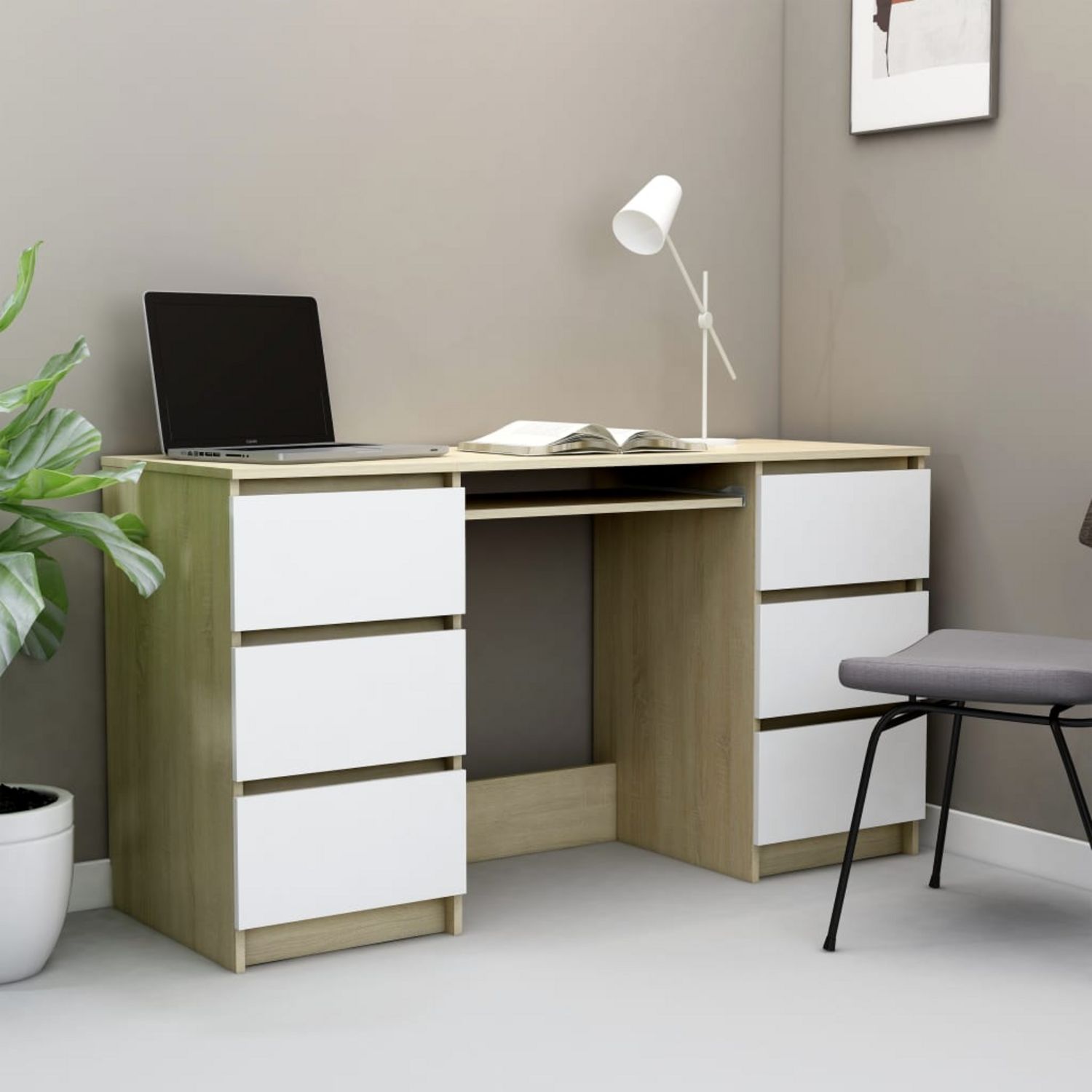 VIDAXL Bureau Blanc 140x50x77 cm Agglomere pas cher 