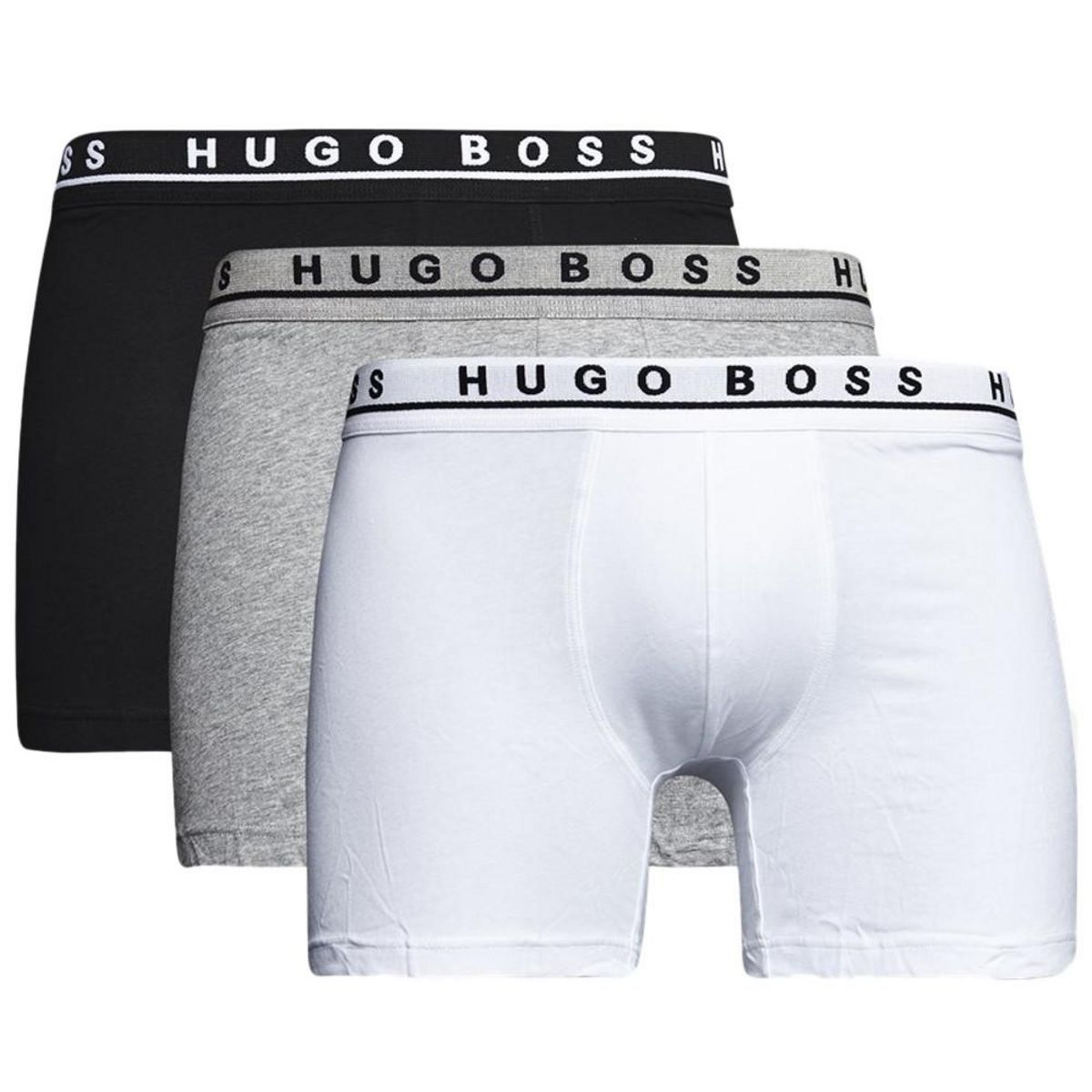 x3 Boxers Noir Gris Blanc Homme Hugo Boss Brief