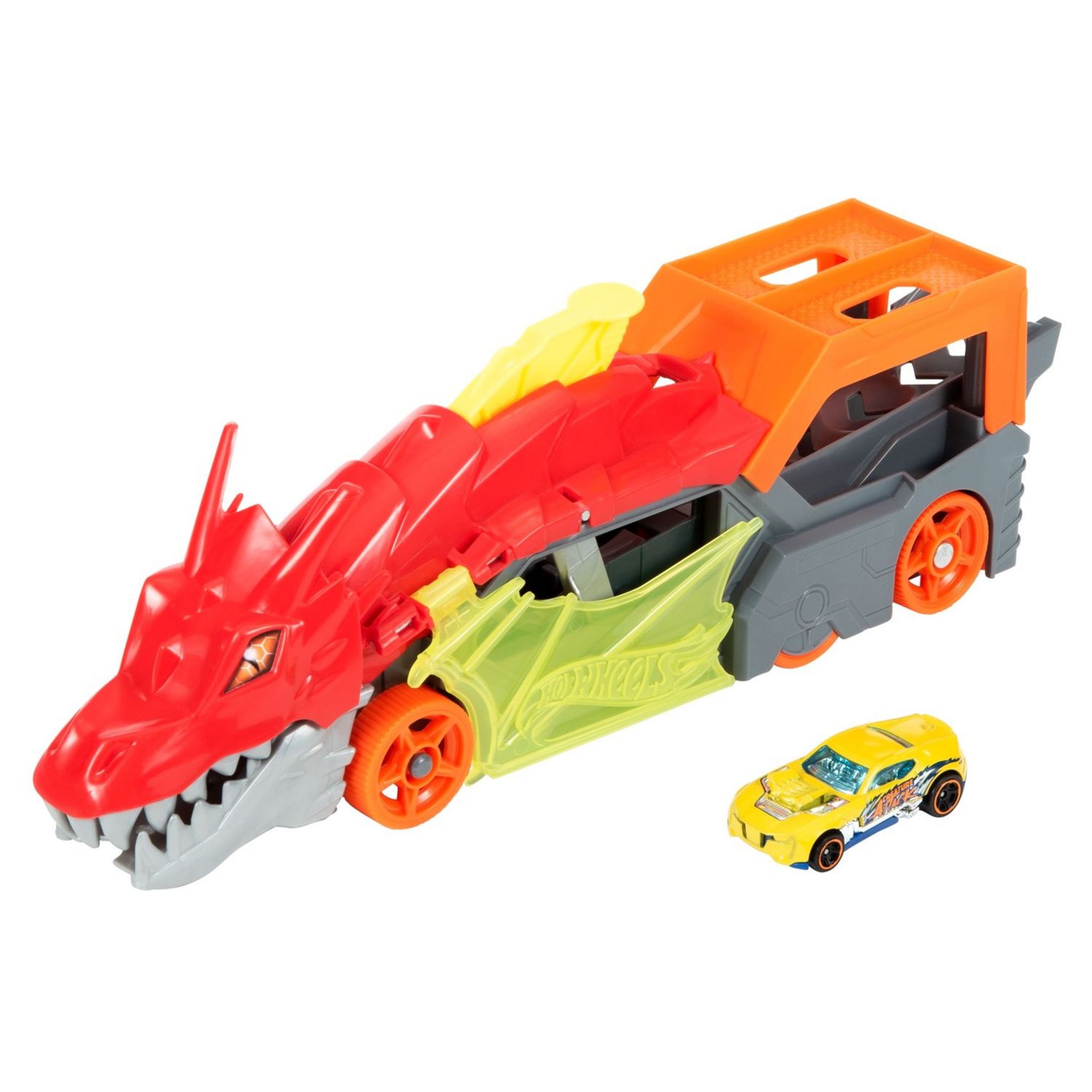 Hot Wheels Camion transPorteur de Petites Voitures et Lanceur, pour