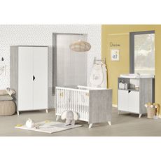 BABY PRICE  Lit bébé sommier réglable  60x120cm SCANDI coloris gris 