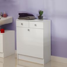 Meuble de salle de bain bas 2 tiroirs 1 bac à linge Blanc BATH (Blanc)