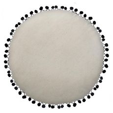 ATMOSPHERA Coussin déco rond rosace géométrique finition pompons DELHI diamètre 40 cm (Noir / Blanc)