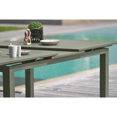 DCB GARDEN Table de jardin 180/240 x 100 cm en aluminium vert kaki MIAMI