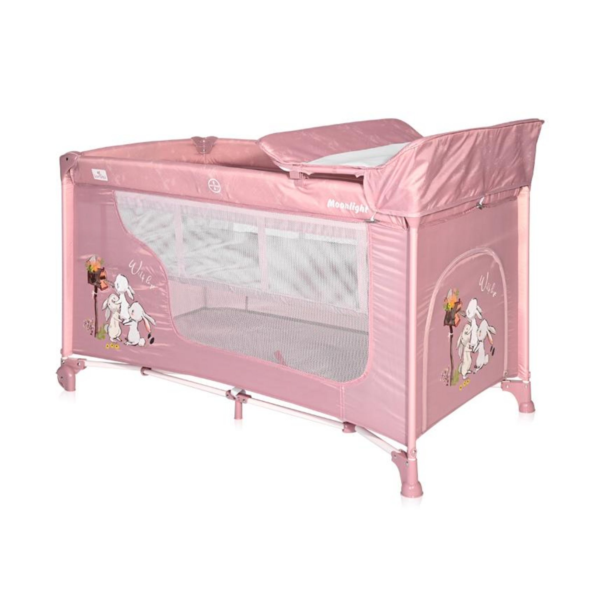 Kinderkraft lit d'enfant de voyage joy avec accessoires rose et