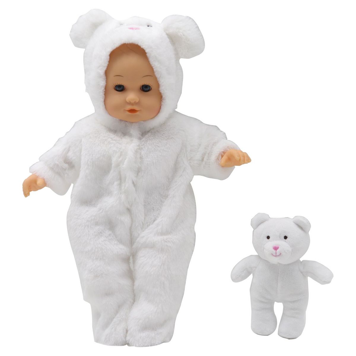 One Two Fun Mon Beau Bebe En Grenouillere Et Sa Peluche Ours Blanc Pas Cher A Prix Auchan