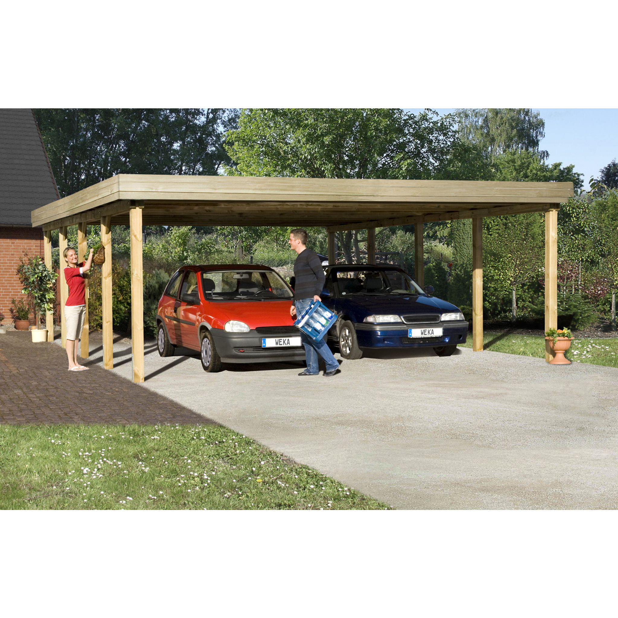 Carports 2 voitures avec abri de jardin intégré