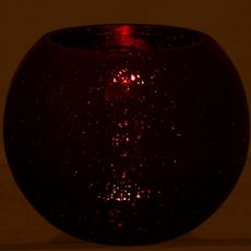 Photophore en Verre  Boule Craquelée  20cm Rouge