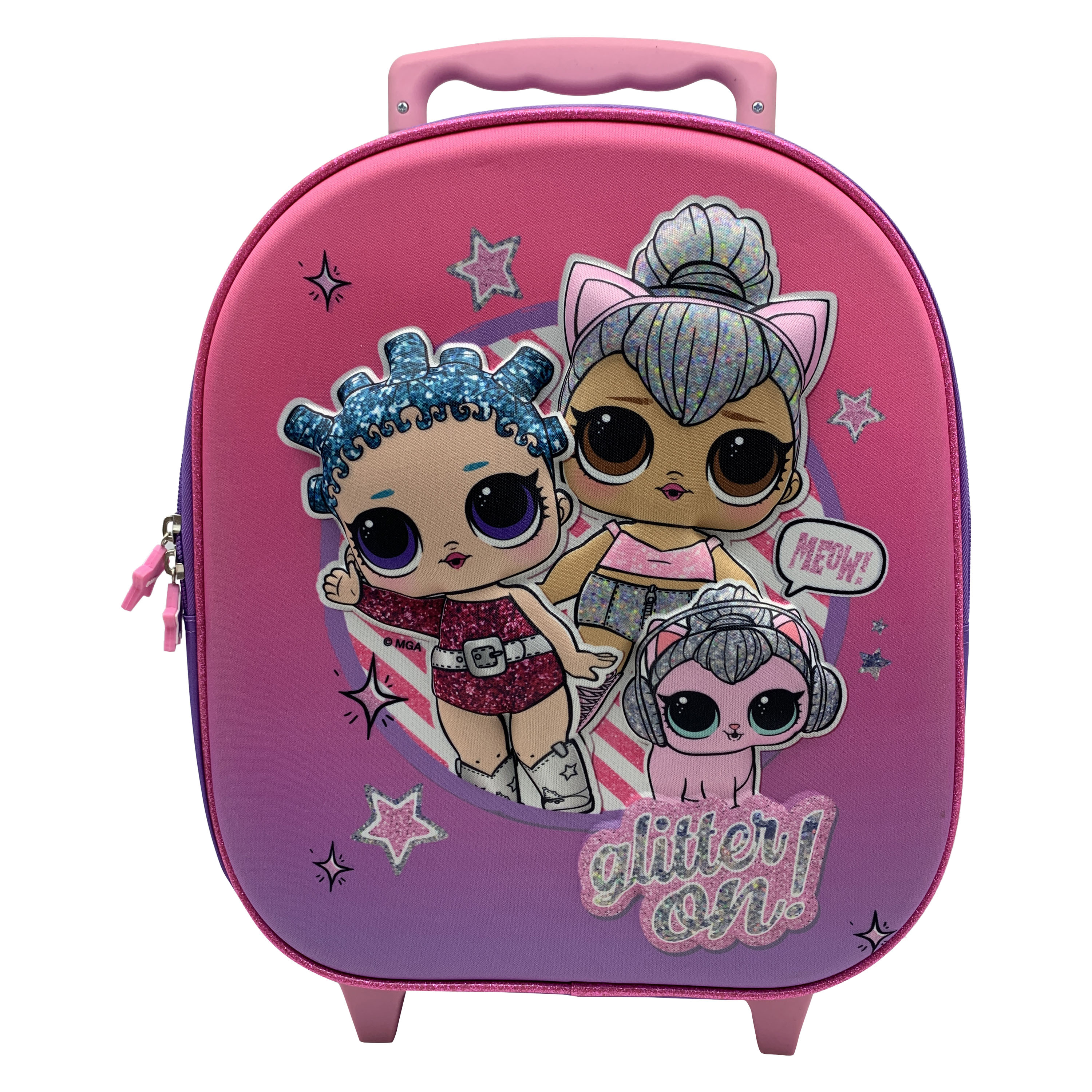 Sac a gouter maternelle 3D a roulettes polyester fuchsia et violet L.O.L SURPRISE pas cher Auchan