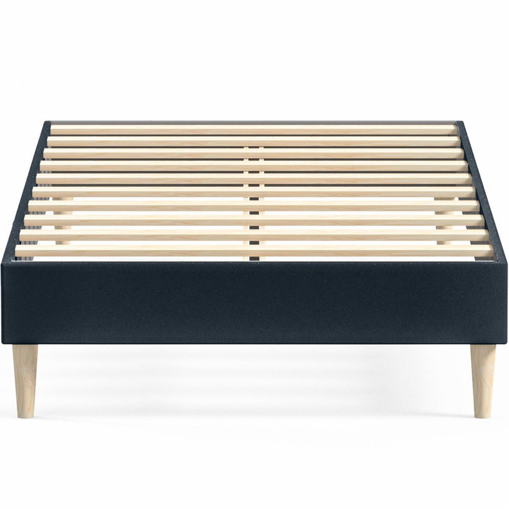 Ensemble lit adulte 90x190 cm en velours bleu nuit Dina + Matelas mémoire  de forme Memo HR - Homifab