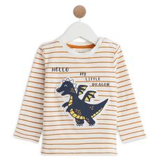 IN EXTENSO T-shirt manches longues dinosaure coton bio bébé garçon (Ecru)